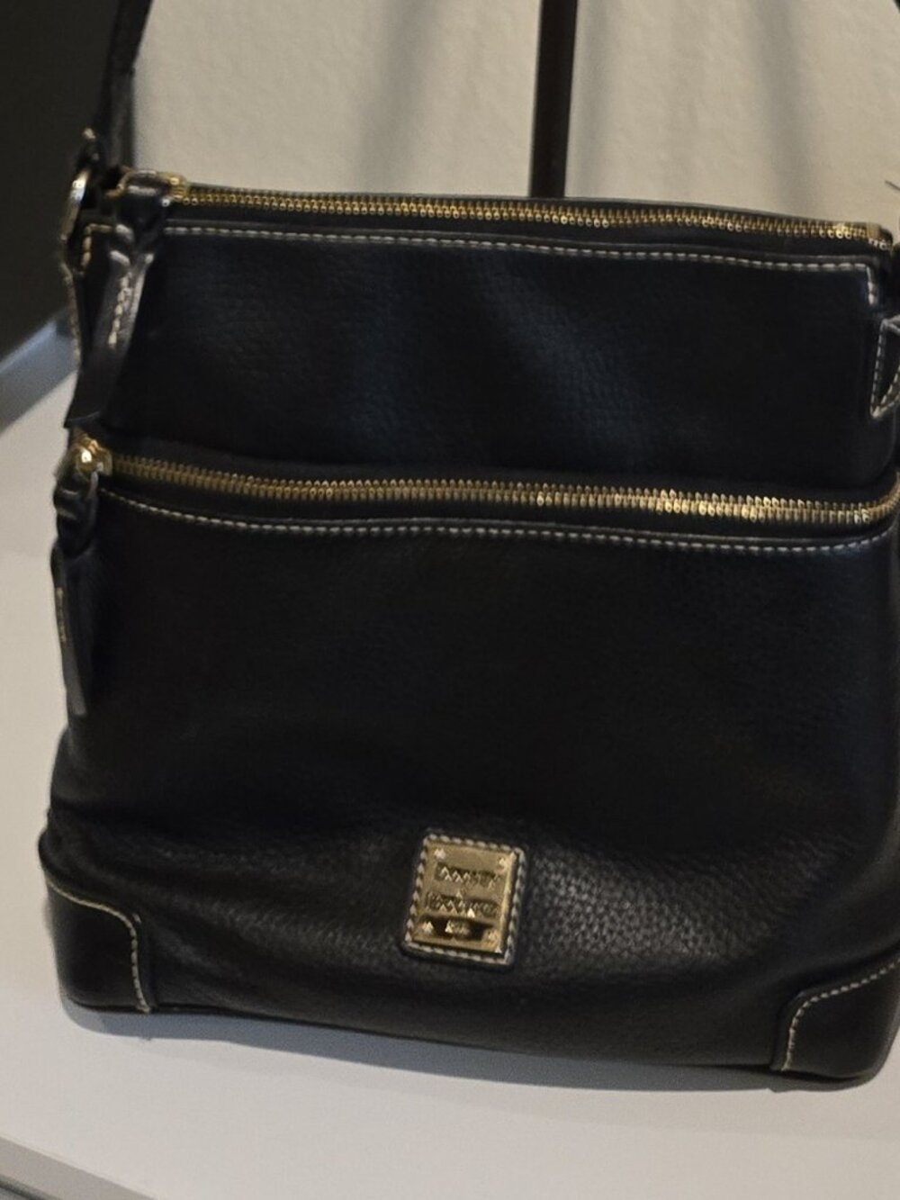 Dooney & Bourke Black Pebble Grain Leather Crossbody Bag Red Interior